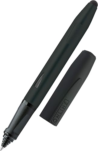 Online Rollerball Switch Expert Black, rodillo de cartucho de tinta y bolígrafo táctil, de forma ergonómica, para zurdos y diestros, punta de lápiz