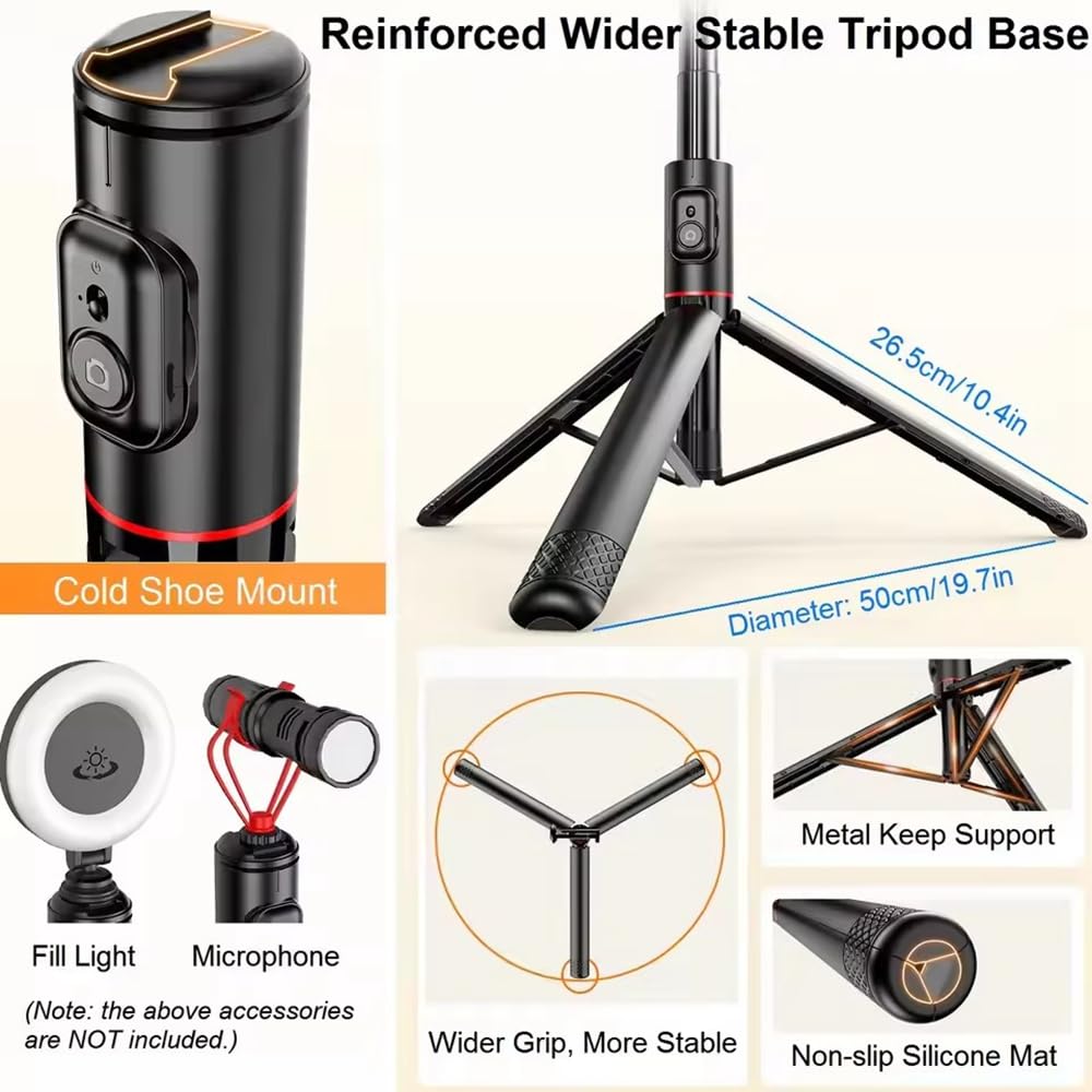 XIHAMA Bastone per selfie, treppiede estensibile con telecomando wireless, design tutto in 1, supporto per cellulare per smartphone, compatibile con iPhone 16, 15 Pro Max, Samsung, Android, iOS (72