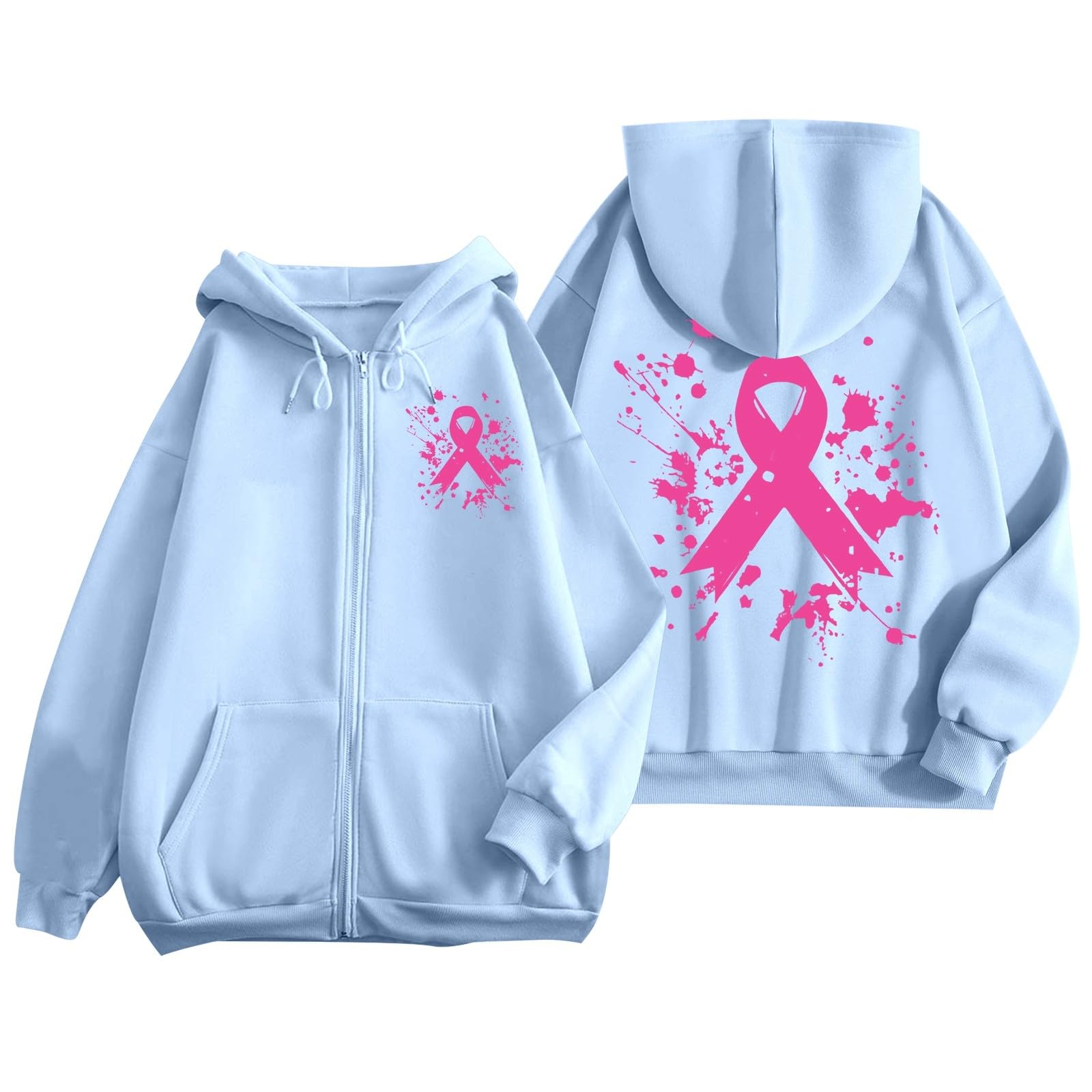 Sweat à capuche femme zippé avec cordon pull imprimé sensibilisation - 7