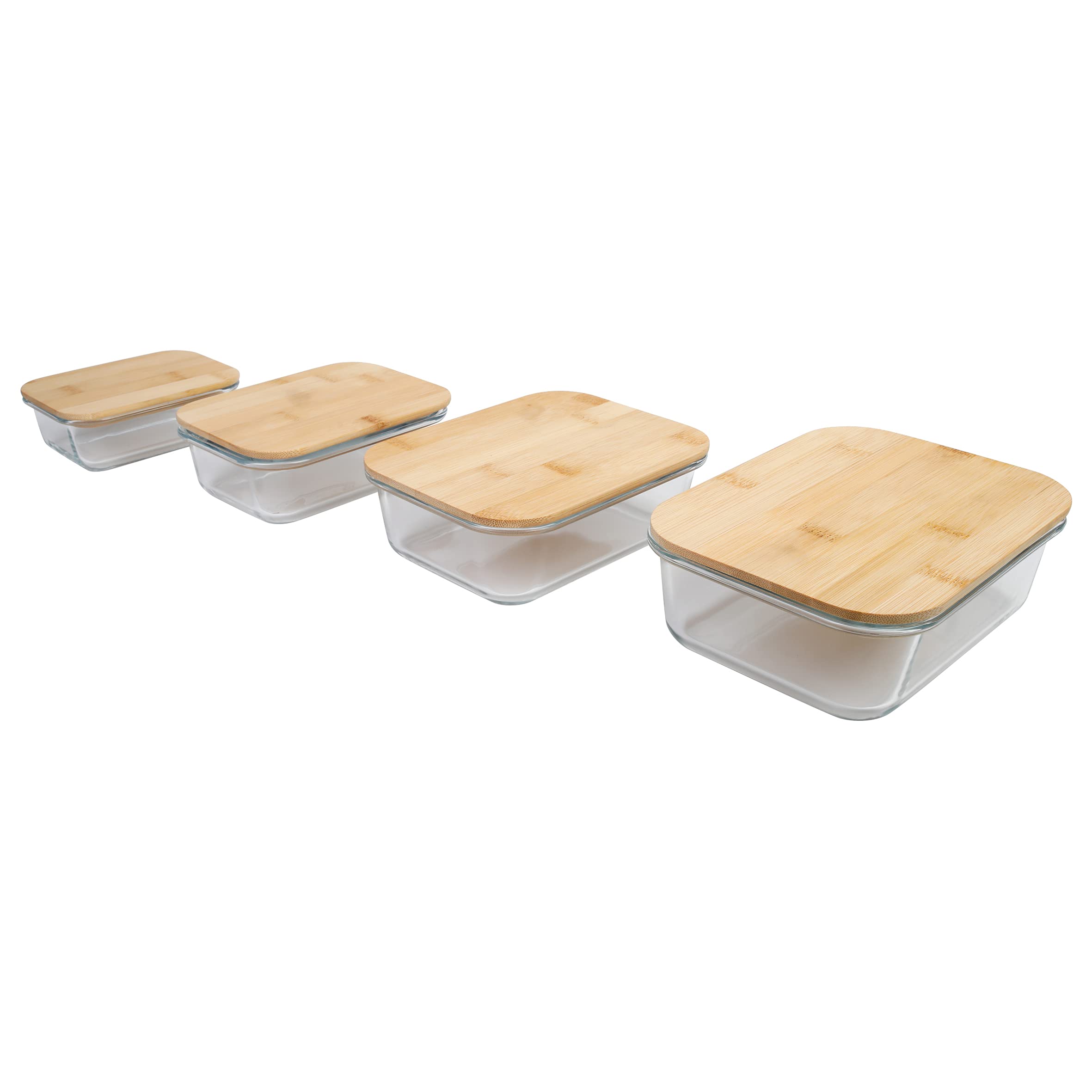 axentia 133785 Glass Food Storage Containers Set of 4 Transparent Wood Colours