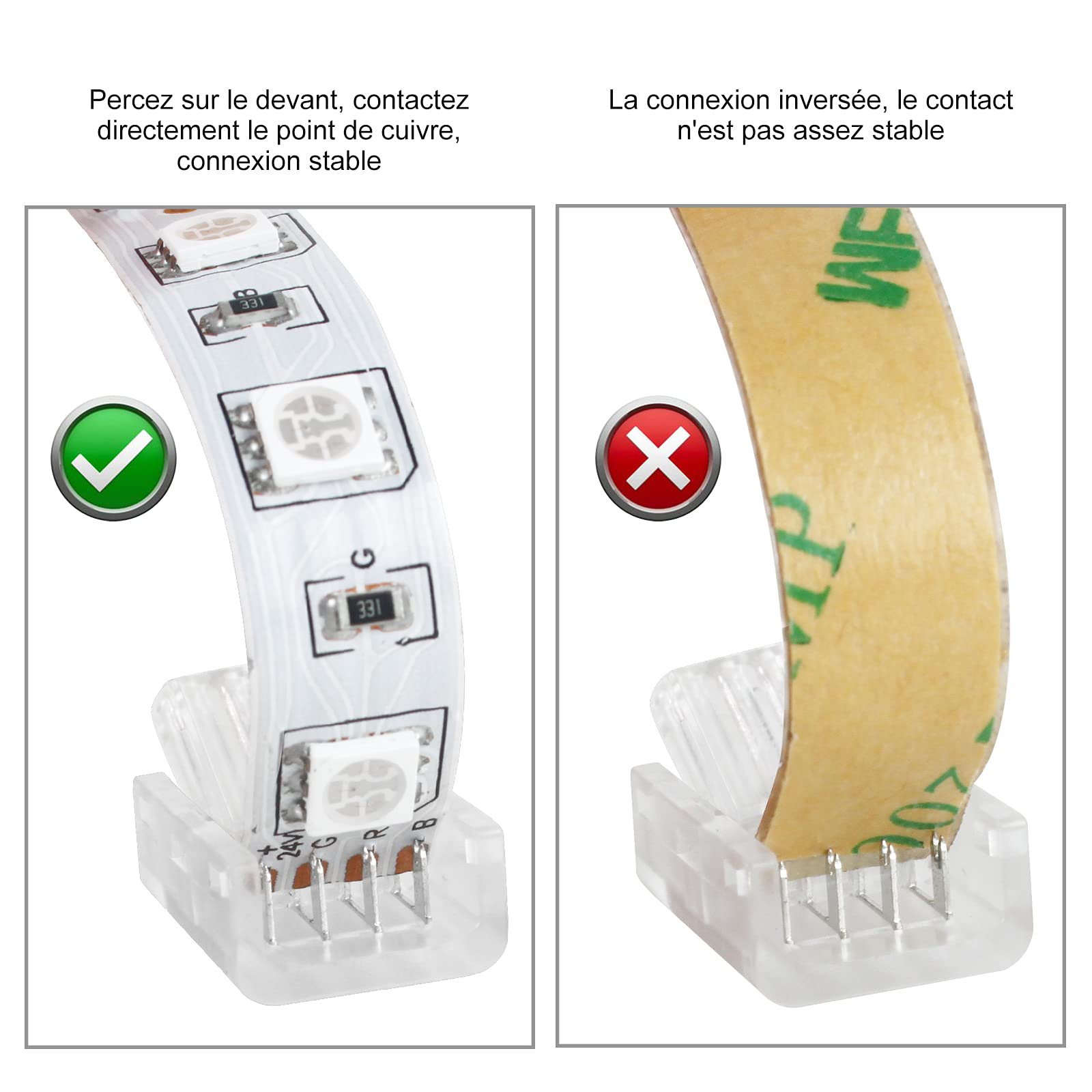ZITFRI Striscia Led da 12 m 10mm 2 Connettori Strisce Led a L 2 connettore 4 pin per 5050 3528 ZITFRI Striscia Led da 12 m 10mm 2 Connettori Strisce Led a L 2 connettore 4 pin per 5050 3528