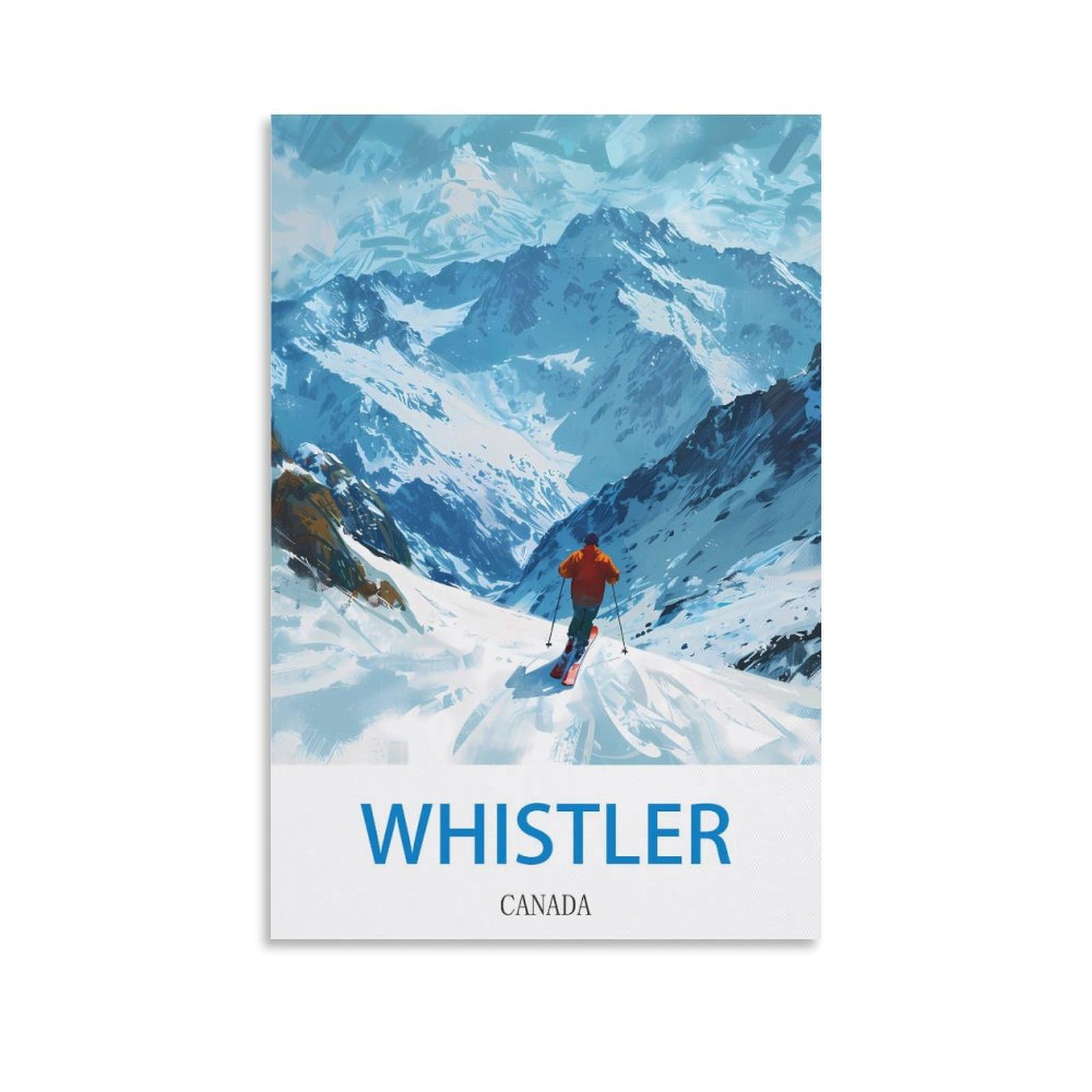 Hxhnferr Unframe-Style Whistler Canada Vintage Travel Poster Ski 20X30inch(50X75cm) Canvas Wall Posters And Art Pictures Prints Paintings Bedroom Decor