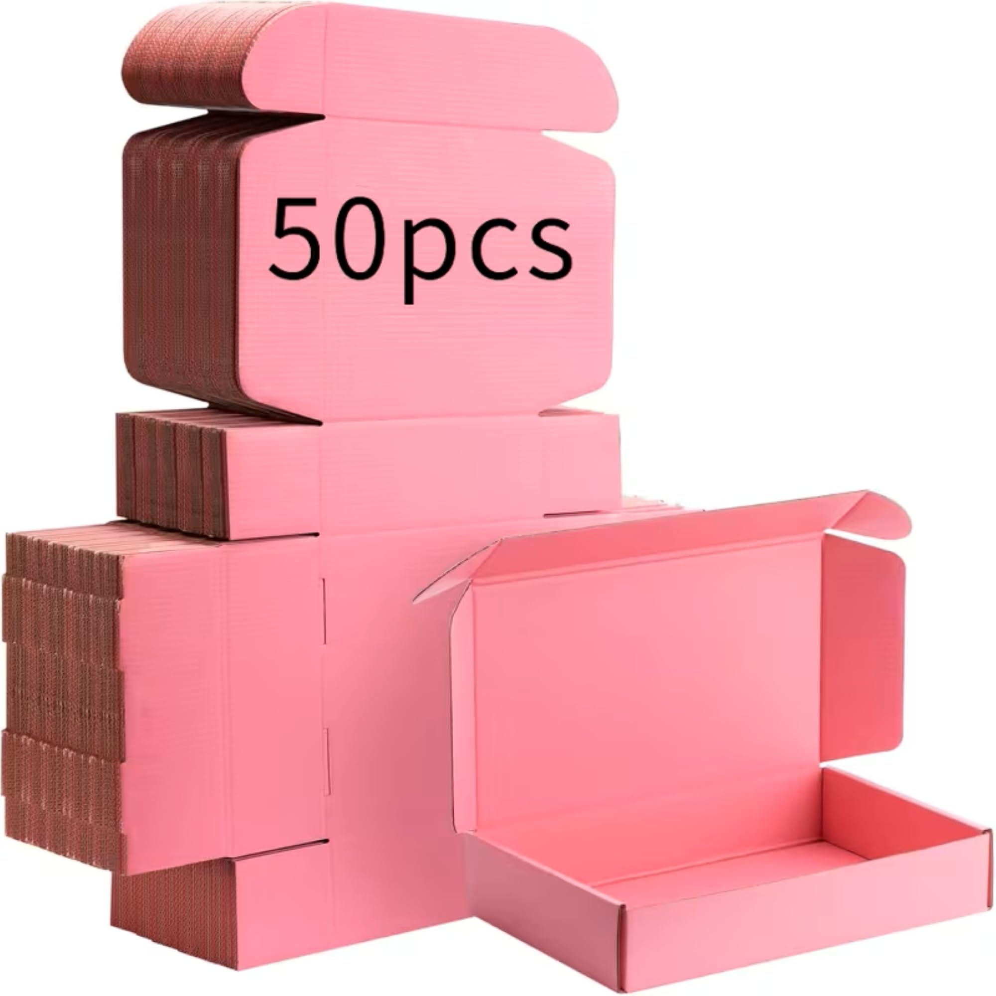 FORCEMAN Pink Small Cardboard Boxes for Posting, 15x10x4cm Postal Boxes Corrugated Cardboard Shipping Boxes, Small Parcel Postage Packaging Mailing Boxes for Business, Posting, Storing or Gift (50)