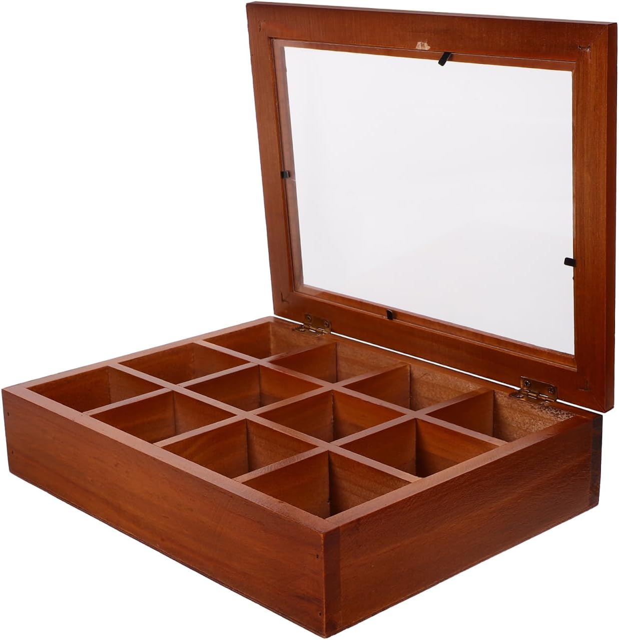 Baluue Wooden Tea Bag Holder Organizer 12 Compartment Tea Box Lid Teabag Holder Organiser Box