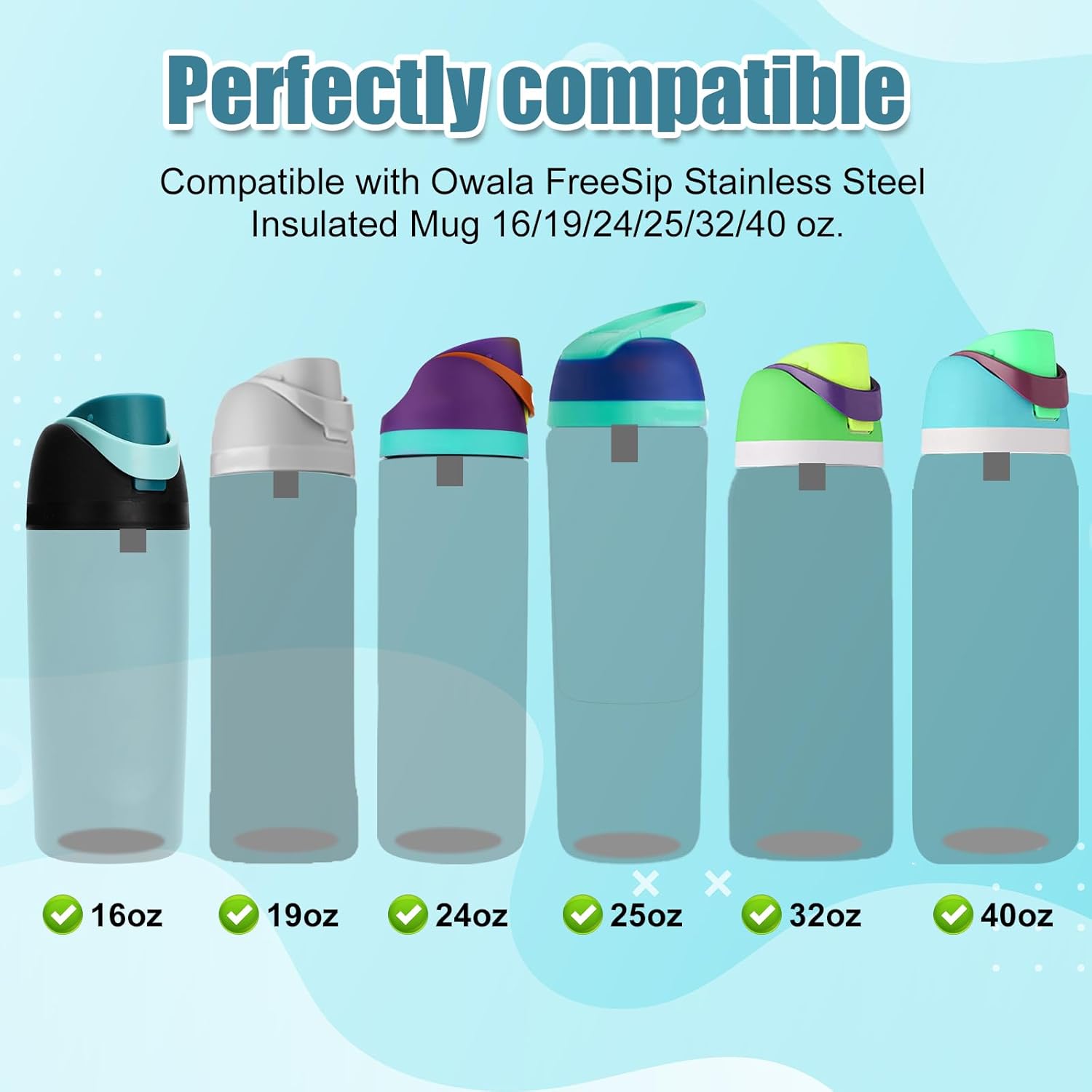 5pcs Replacement Stopper for Owala FreeSip 24/32oz, BPA Free Water Bottle Top Lid Gasket Part for Owala 16/19/24/32/40oz Silicone Seal Bottle Cap Mouth Bottle Sealing Gasket Plug Accessories(5 Colors) - Image 4