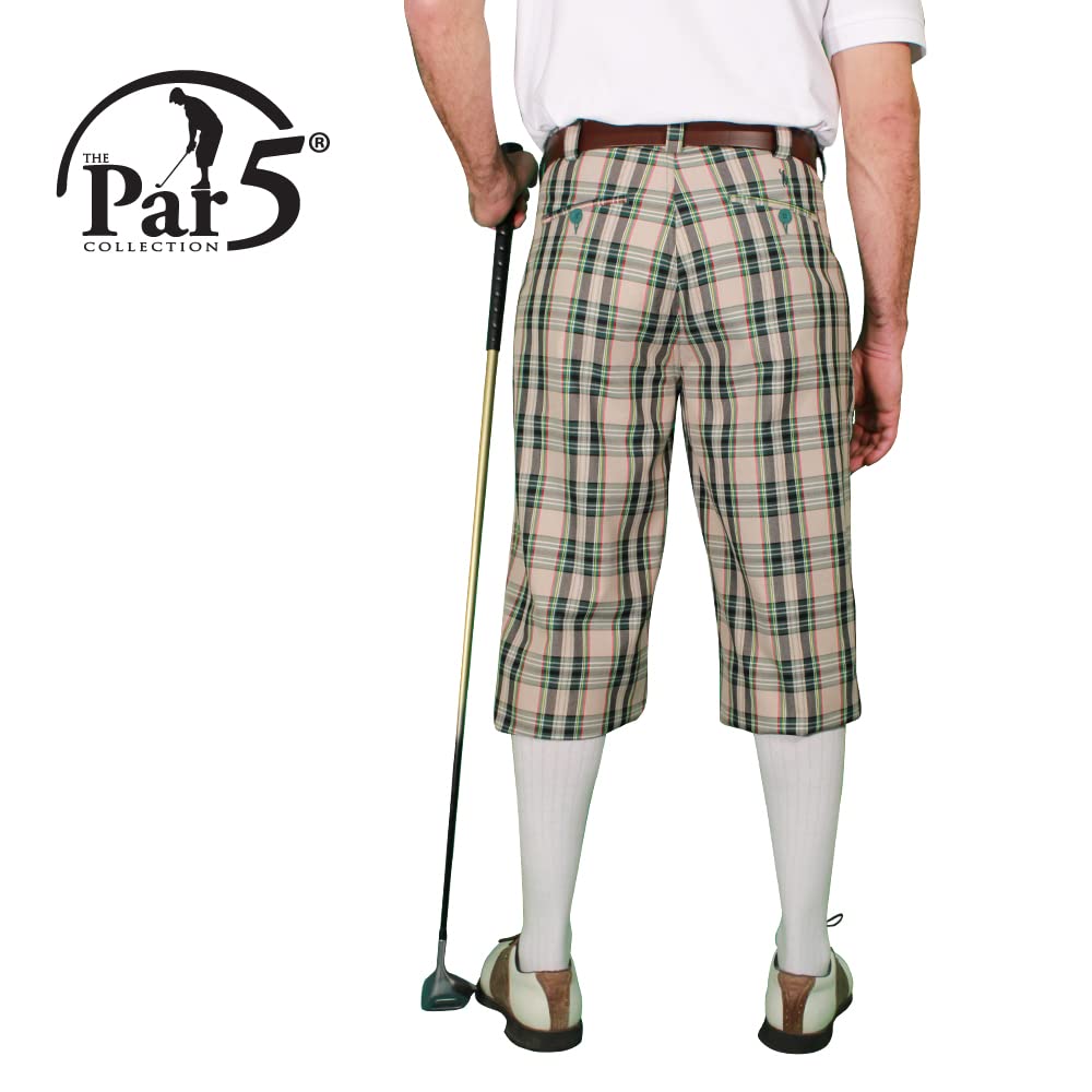 Golf Knickers Plaid Mens 'Par 5' - Khaki Stewart - 40