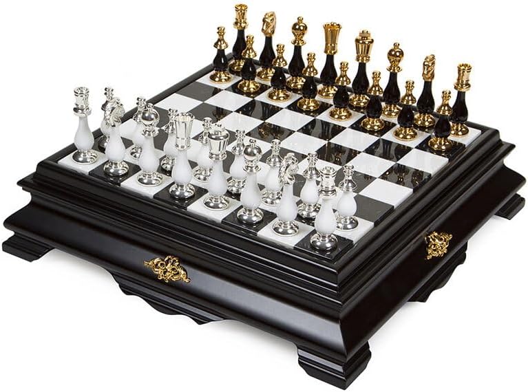 Oriental Big Set Black White Version + Wooden Chessboard Box Marble Top New