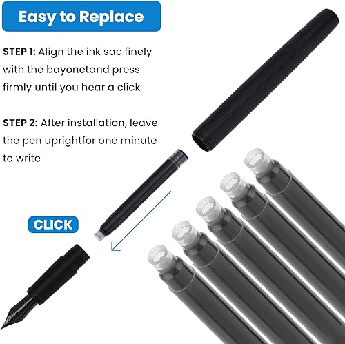 Miniatura 5 de cobee 50 cartuchos de tinta para pluma estilográfica, repuestos de tinta para pluma de caligrafía de 0.102 in de diámetro (0.102 in)