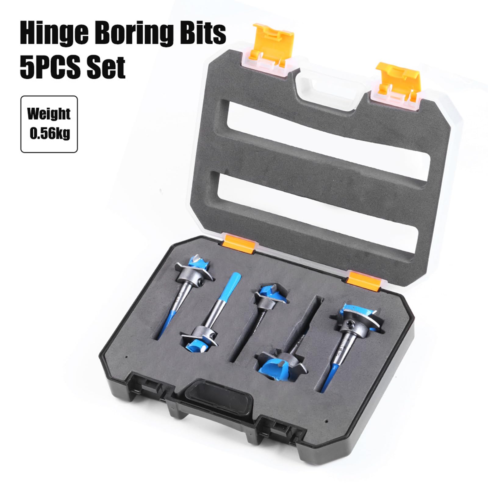 Set di 5 punte da trapano Forstner per legno, profondità regolabile, codolo esagonale per foratura precisa di cerniere da 15-35 mm, design esagonale antiscivolo