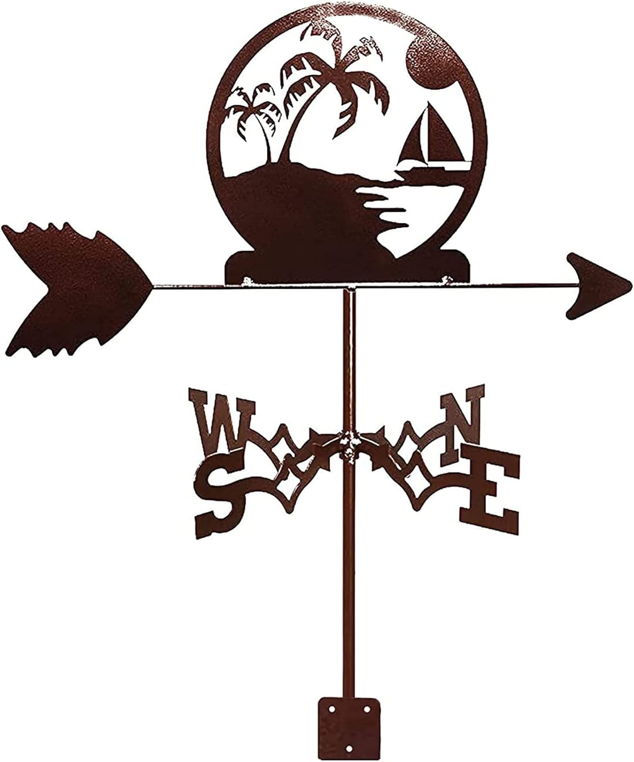 Metal Wind Vane Country House Wind Indicator Palm tree Weathervane Outdoor Décor Wind Sculptures New Creative Cast Iron Sculpture Model Weather Vane Installation