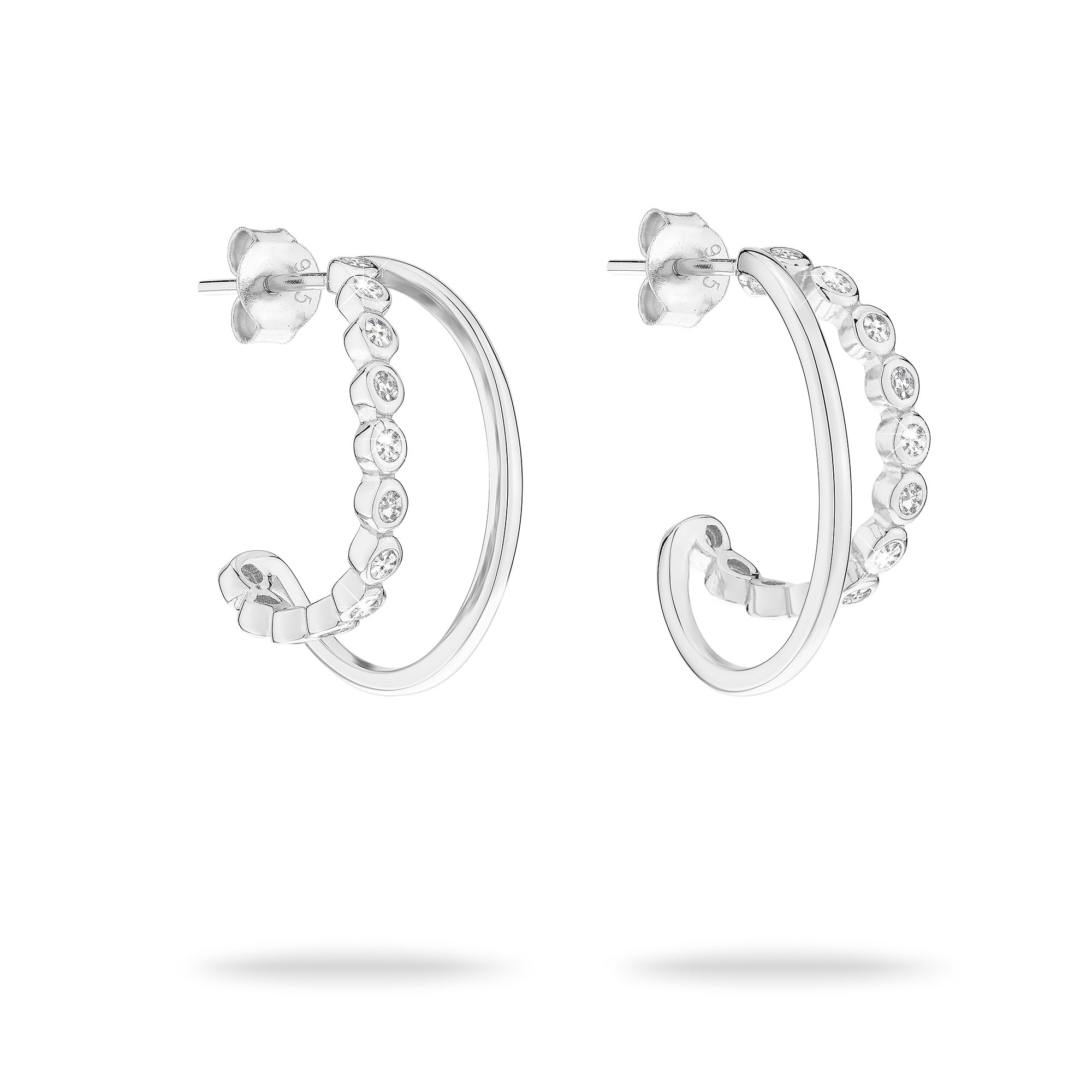 Tamaris Hoop Earrings TJ-0609-E-21 925 Silver, 2,1 cm, Sterling Silver, Cubic Zirconia