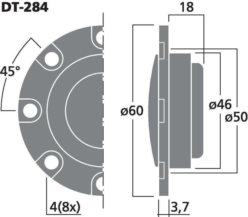 MONACOR DT-284 Dome-Tweeter-Paar, Top-Class Hochtöner mit hohen Pegelreserven und tiefer Ankopplung, Auto Speaker in kompakter Abmessungen und rundem Design, 60 W, 4 Ohm, in Schwarz
