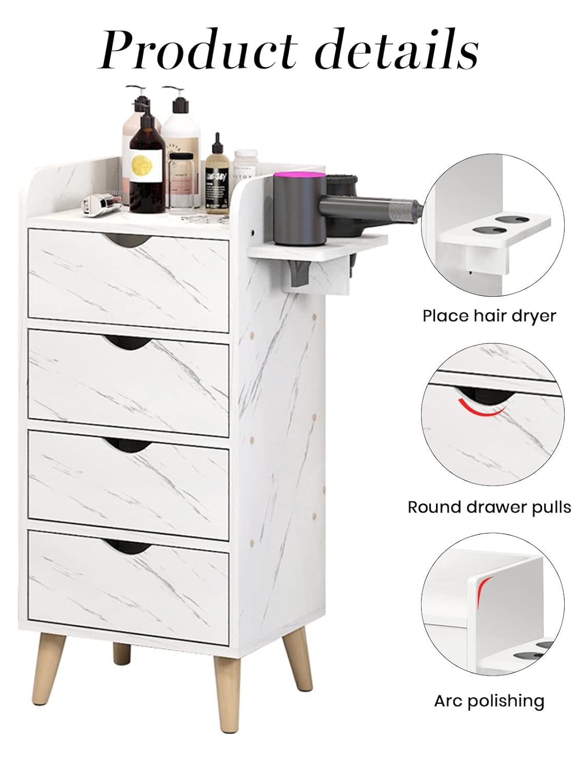 EBANKU Salon Station Beauty Salon Storage Cabinet Stylist Equipment, Hair Salon Storage Organizer Barber Shop Furniture Free Standing（Marbling） : Beauty & Personal Care