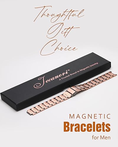 Miniatura 7 de Jecanori Pulseras de cobre de 3 veces más fuerza para hombre, pulsera magnética de cobre puro con imanes Gauss mejorados de 3800, cierre plegable de