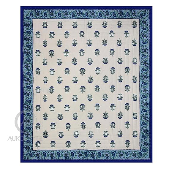 Image of EMIOUR 400 TC Pure Cotton Soft Jaipuri AC Quilt /Razai /Rajai Floral Print for Winter, Double Bed (Multicolor, 90 x 105 Inch) (Design 4)