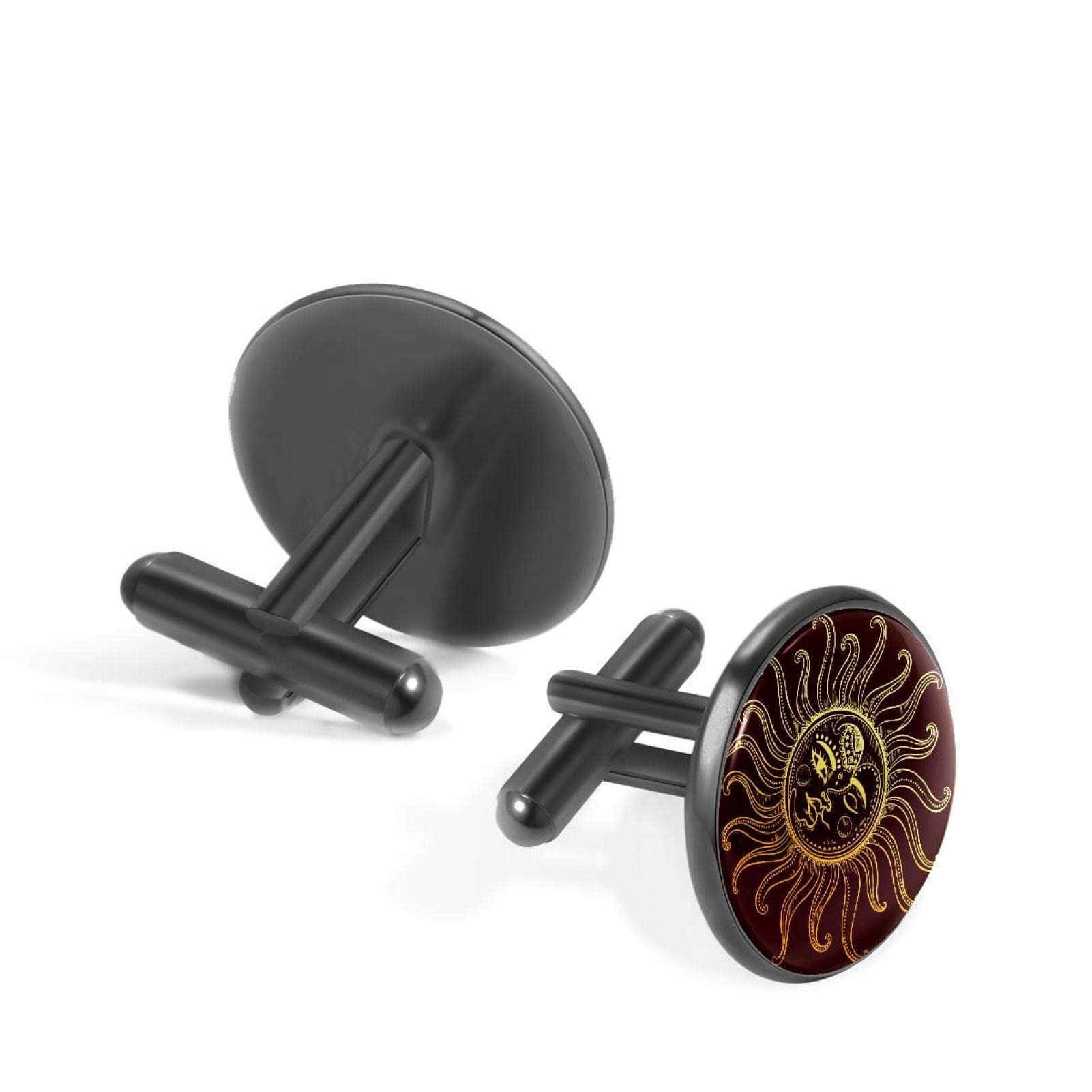 Set di gemelli da uomo con sole e luna, per matrimoni e affari, 20mm*20mm, Acciaio inossidabile, Quarzo creato