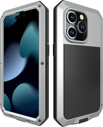 Marrkey Compatible con iPhone 15 Pro Max, funda protectora de cuerpo completo 360, resistente a los golpes Armadura resistente Funda de metal de