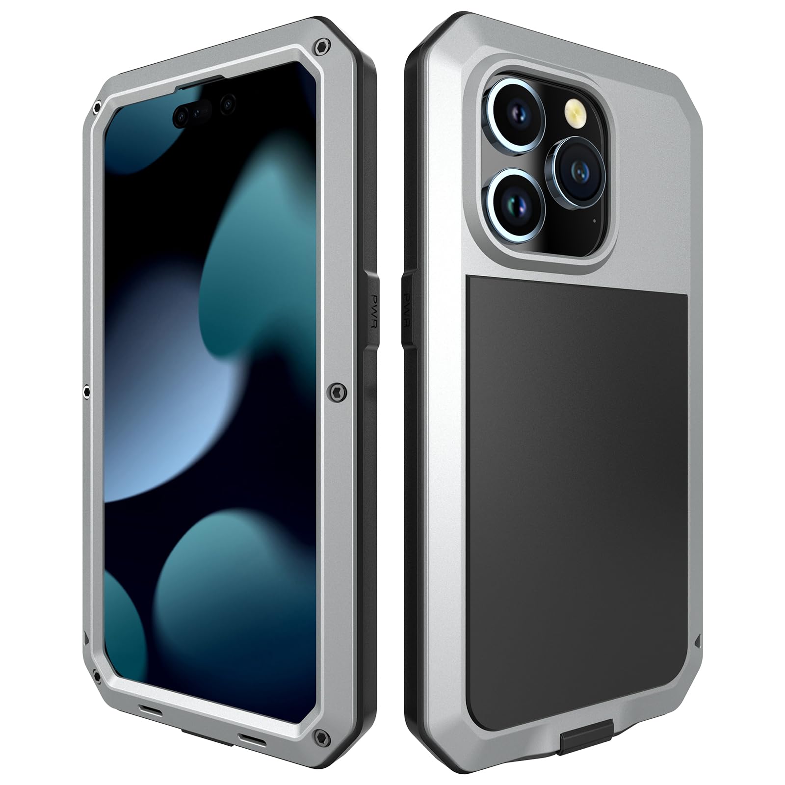 Custodia AMULENT Per IPhone 15 Con Protezione Integrale Militare, Metallo Argento, Antiurto A Doppio Strato TPU E PC, Con Protezione Schermo In Vetro Gorilla, Resistente A Cadute Da 10 Piedi.