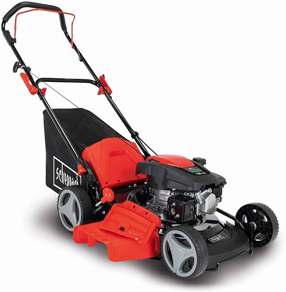 Tondeuse à gazon thermique 46 cm, moteur 4 temps 150 cm³, mulching et bac 55 L
