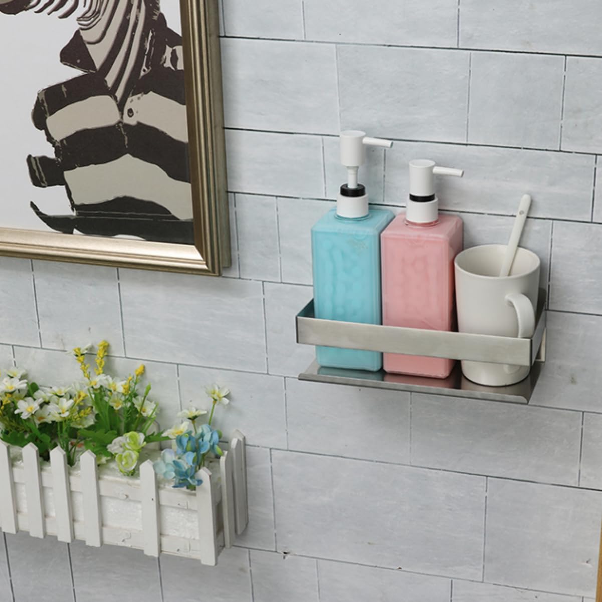 Cabilock Wall-mounted Stainless Steel Shelf Rack for Bathroom and Kitchen Storage Compact Design for Easy Installation Versatile Organizer for Toiletries and Kitchen Essentials