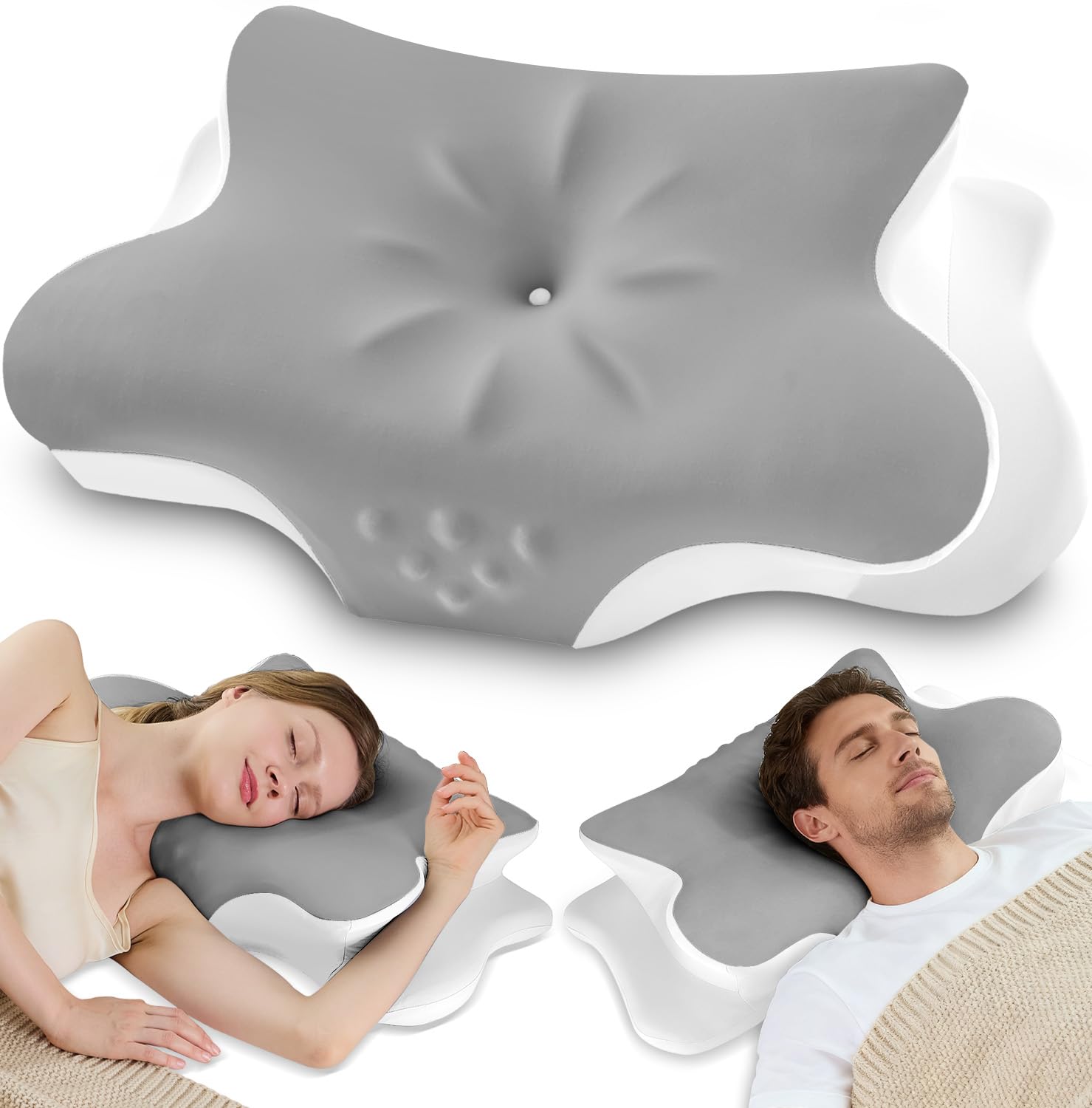 Cervical Neck Pillow for Pain Relief Ergonomic Memory Foam Pillow for Side Sleeper Contour Orthopedic Bed Cooling Pillow