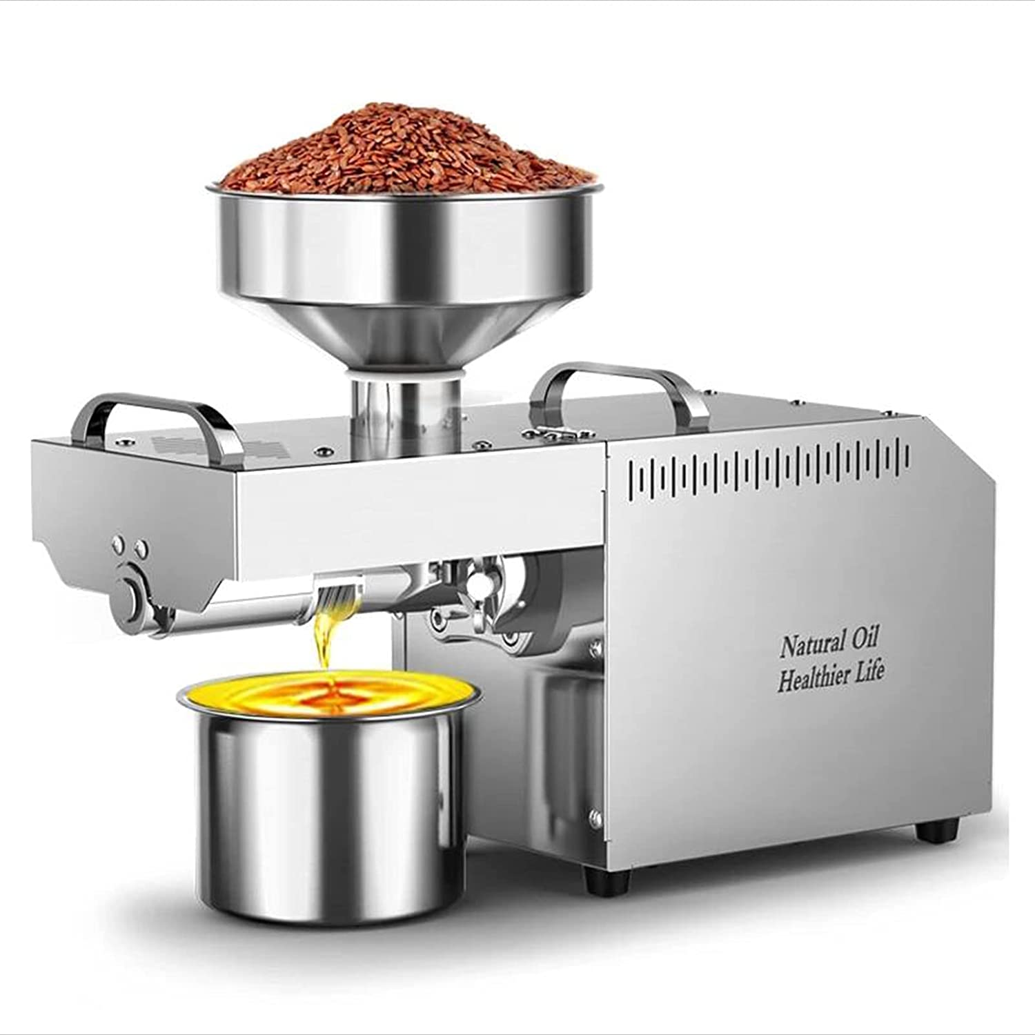 Aserzenith 1 Oil Press Machine, 0-300 ℃ Cold/Hot Automatic Oil Expeller For Commercial Home Use, With Lcd Intelligent Control Panel, For Nuts Walnut Linseed Almond Rapeseed Sesame