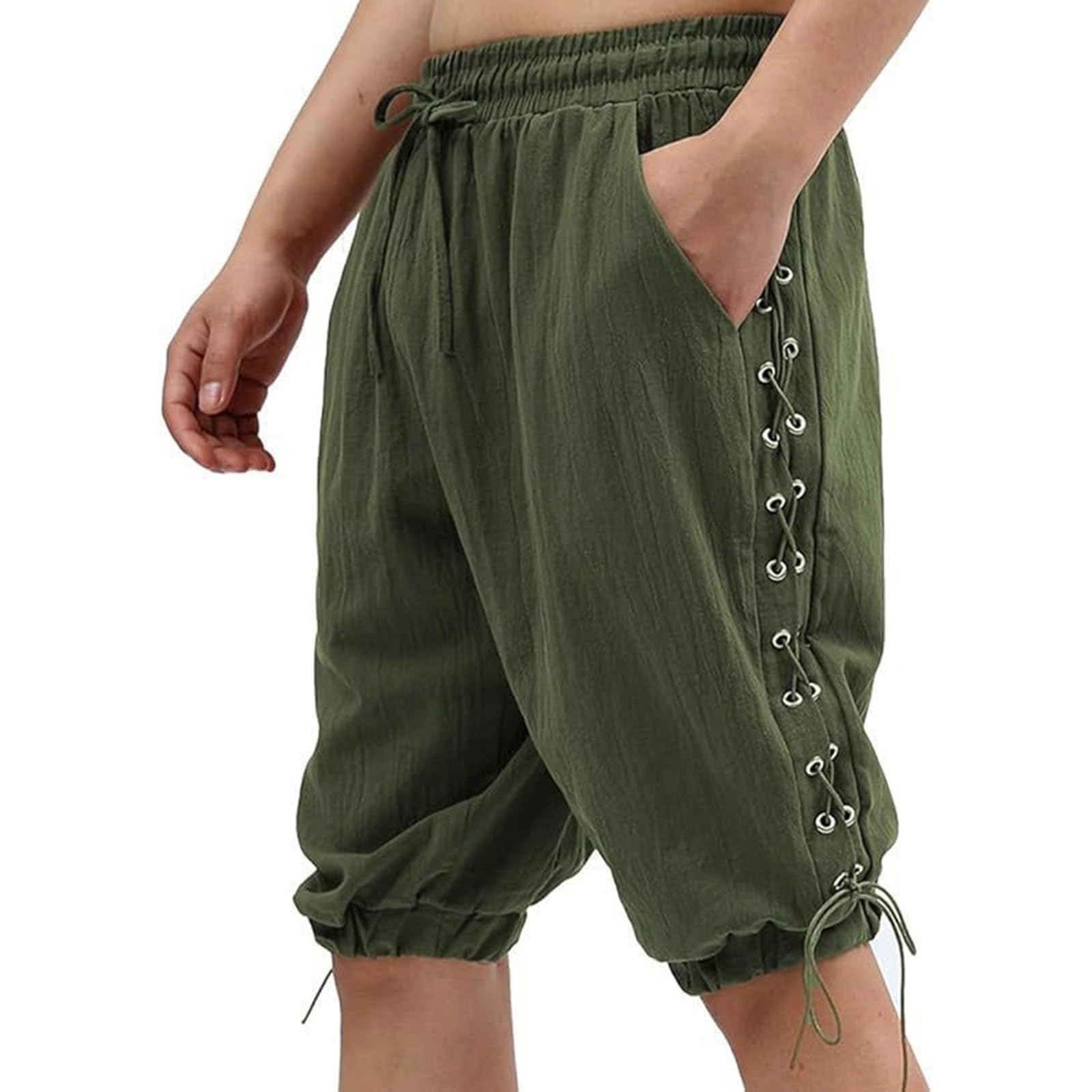 Pantalones cortos de pirata de vikingos medievales para disfraz renacentista colonial hombre 8