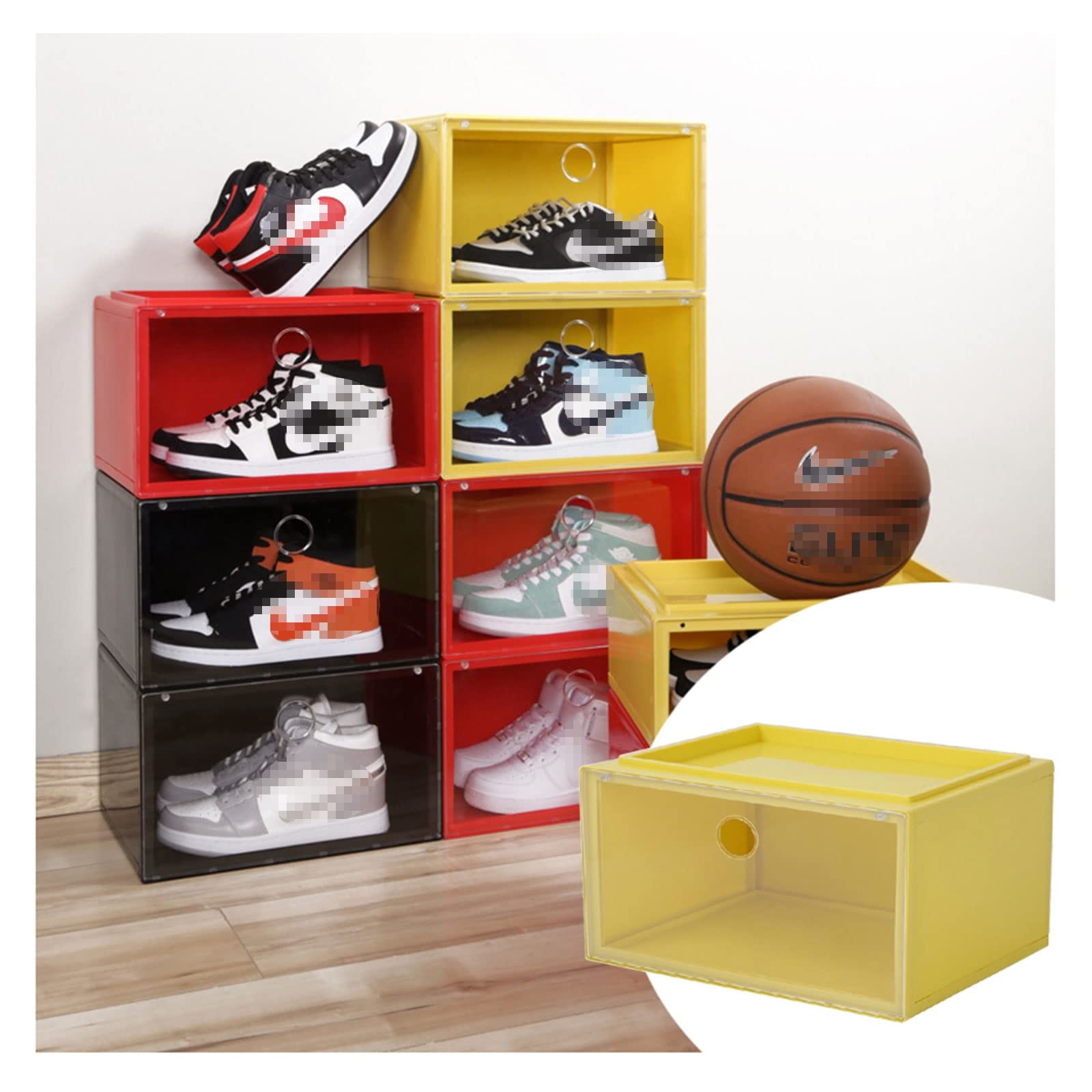 Boîtes à chaussures transparentes empilables lot de 10 coloris rouge