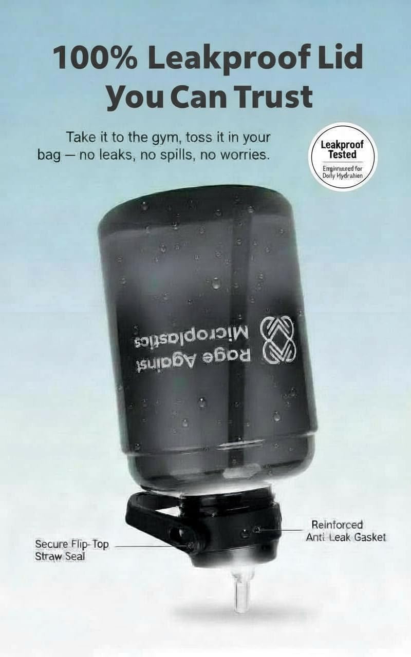 Half Gallon Water Bottle with Straw – 64 oz Large Sports Jug for Gym & Fitness – 2.2L Reusable Water Jug with Handle – Leakproof, BPA Free (Matte Black) - Image 6