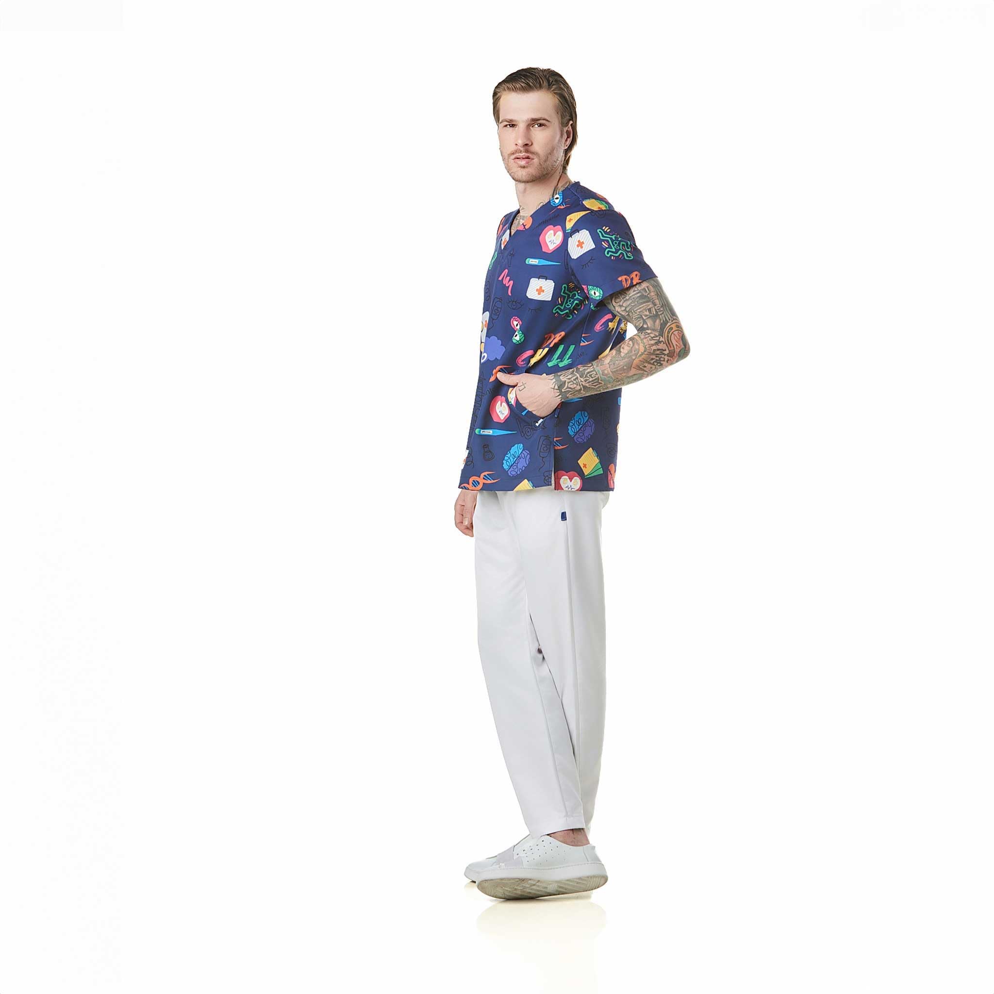 Kasack Sanitär District Herren Scotland Bloom Chlor Beständig Jacke Uniform Sanitär Arbeitskleidung Medizinischer Doktor Tierarzt Zeichnungen Marineblau, marineblau, S