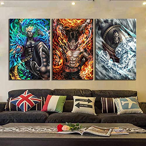Tableau sur toile pirate anime impression triptyque décoration maison