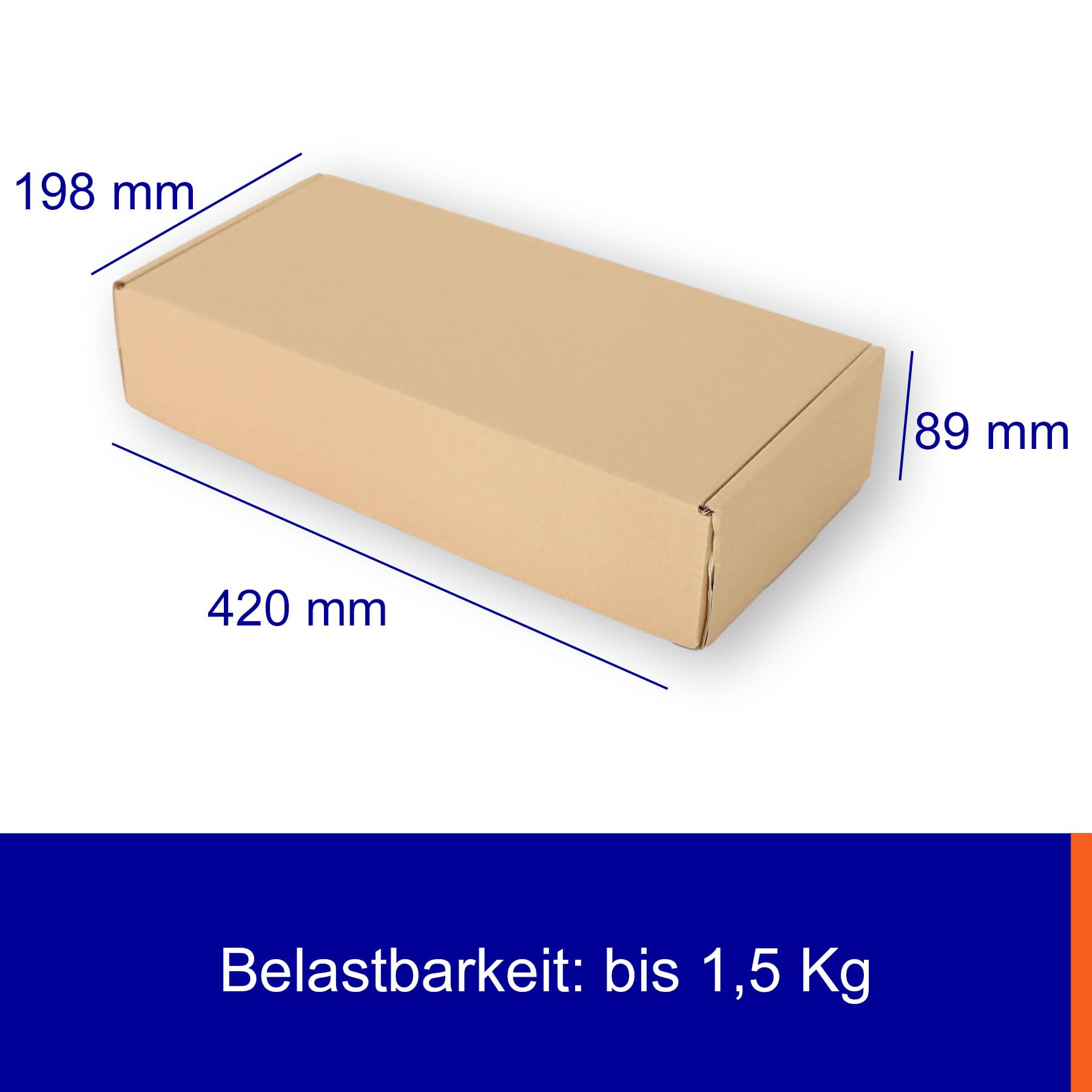50 Stück Umkarton für Stollenkarton 1.500g | braun | 397×190×85mm | 1.12 B-Welle | für Christstollen/Weihnachtsstollen | Faltschachtel für optimalen Versand