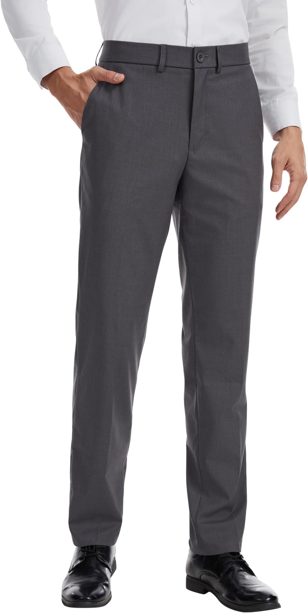 Men's Tall Modern Fit Stretch Fabric Flat Front Dress Pants Formal Pants for Business & Office