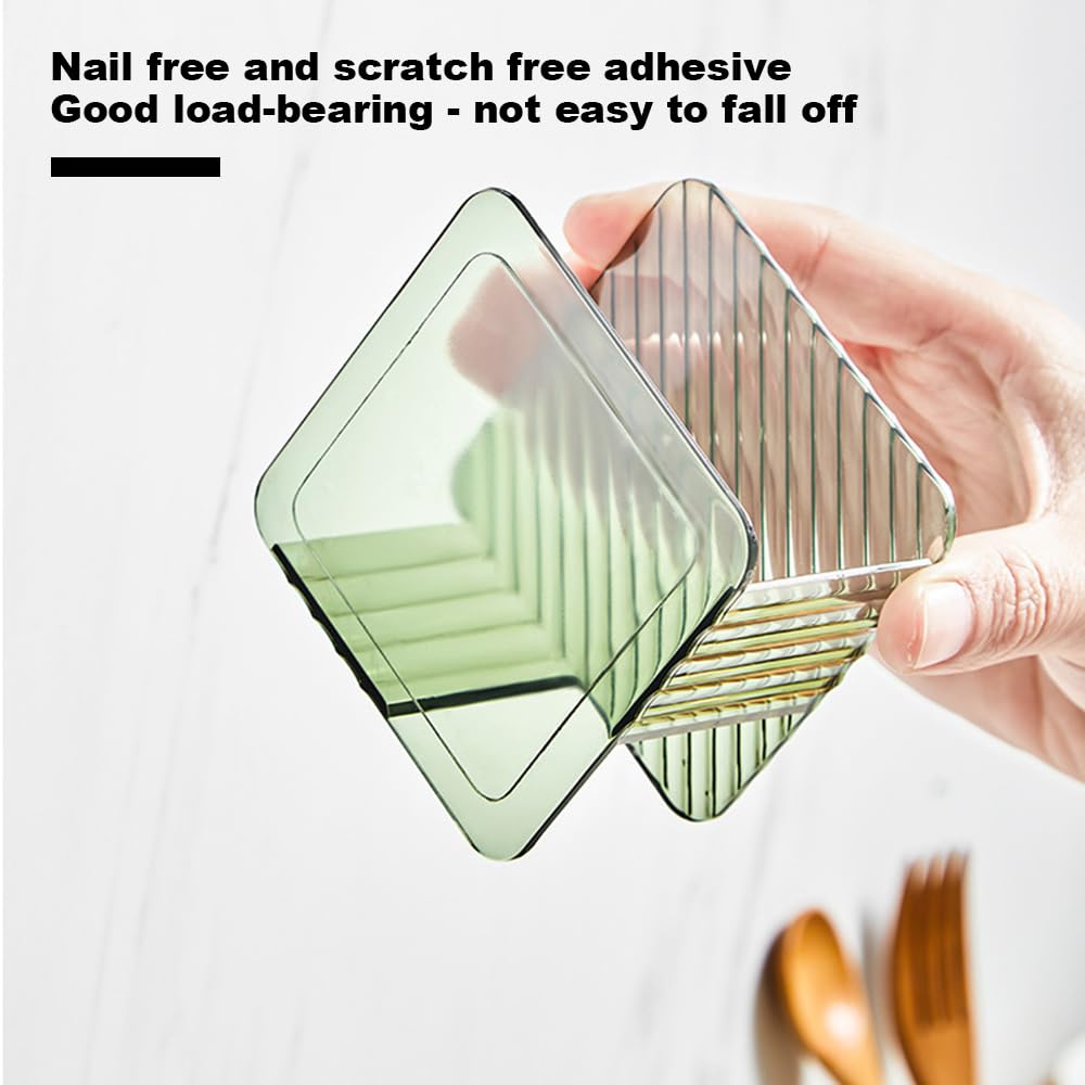 Valink Porta Spugna Da Lavello Autoadesivo – Organizer Da Cucina In Acrilico E Acciaio – 6x6 Cm – Colore Champagne - 3