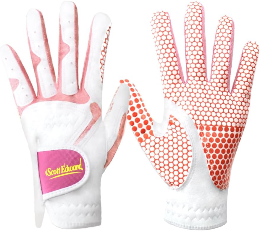 Scott Edward 1 Pair Microfiber Women's Golf Gloves Both Hand, 2 Pack Left Right Hand Nylon Buckle Ladies Sports Gloves, Non-Slip Wear-Resistant Gloves, Breathable, Enhanced Grip and Comfort (Pink) - Image 2