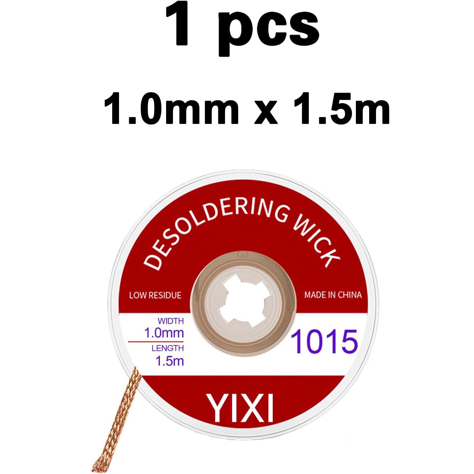 1 Rotoli treccia dissaldante,Filo Dissaldante a Treccia,Treccia di stoppino per saldare,Treccia Dissaldante,Filo Treccia Strumento di Rimozione Saldatura,per Dissaldare(1.0mm*1.5m)