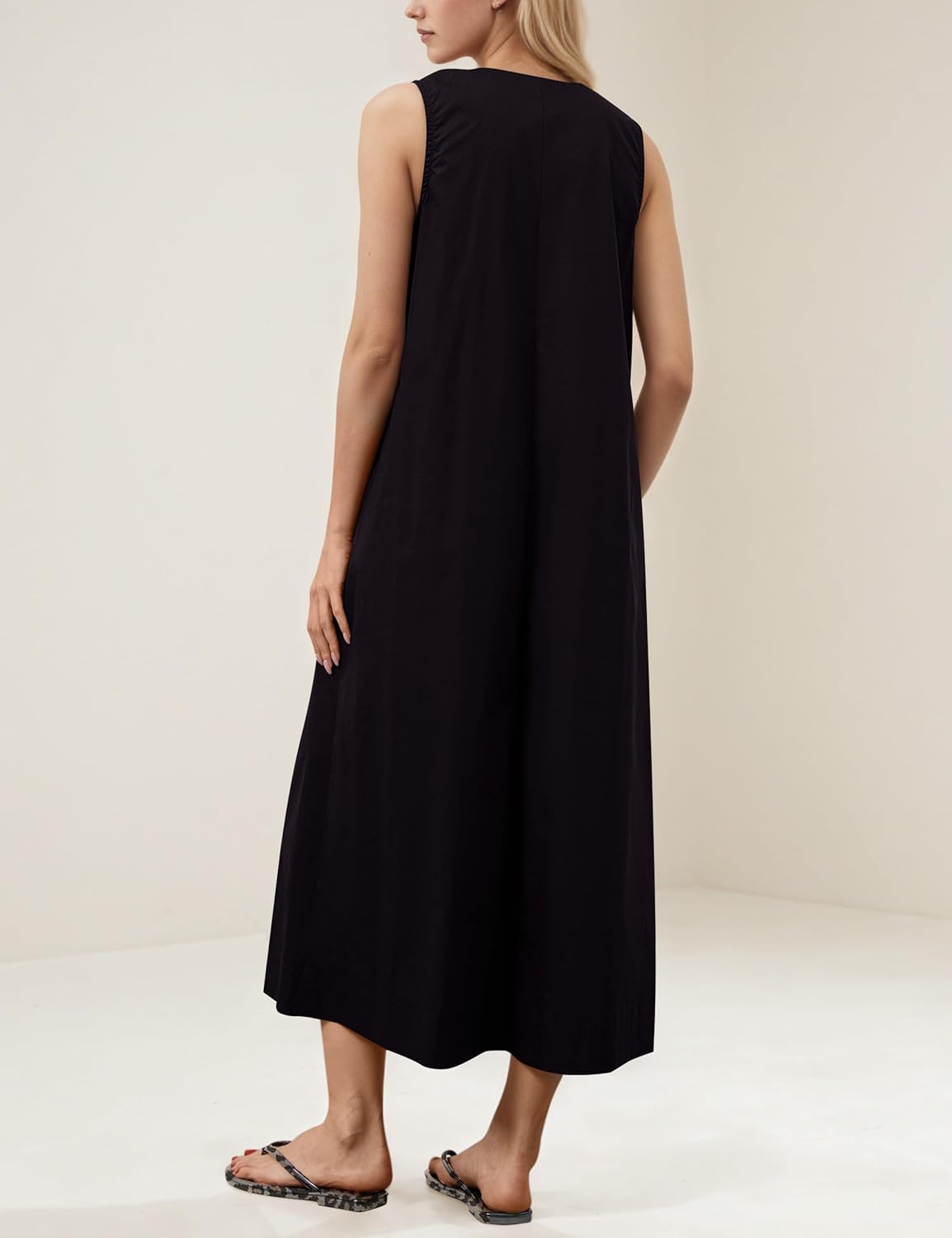 Flowy Maxi Dress for Women 2026 Sleeveless Summer Sundresses Resort Beach Casual Cotton Long Dress with Pockets - Image 5