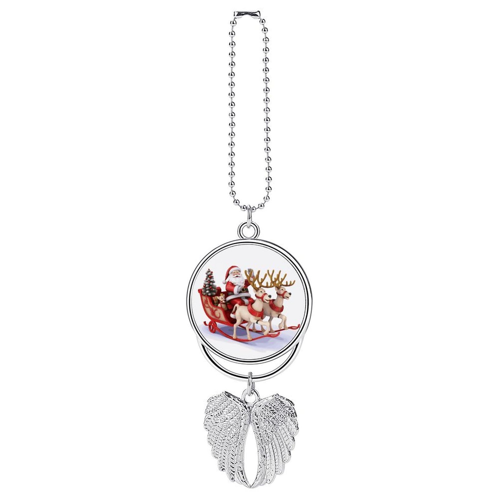 Santa Claus Reindeer Sled Car Pendant Hanging Swing Auto Rear View Mirror Hanging Car Rear View Mirror Charm Truck Hanger Ornament Charm for Car Rear View Mirrors Accessories