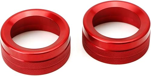 Miniatura 9 de iJDMTOY 2 piezas Red Sports Aluminio AC Control Climático y Radio Volumen Cubierta de Anillo Compatible con Porsche 2014-Up Macan, Cayenna