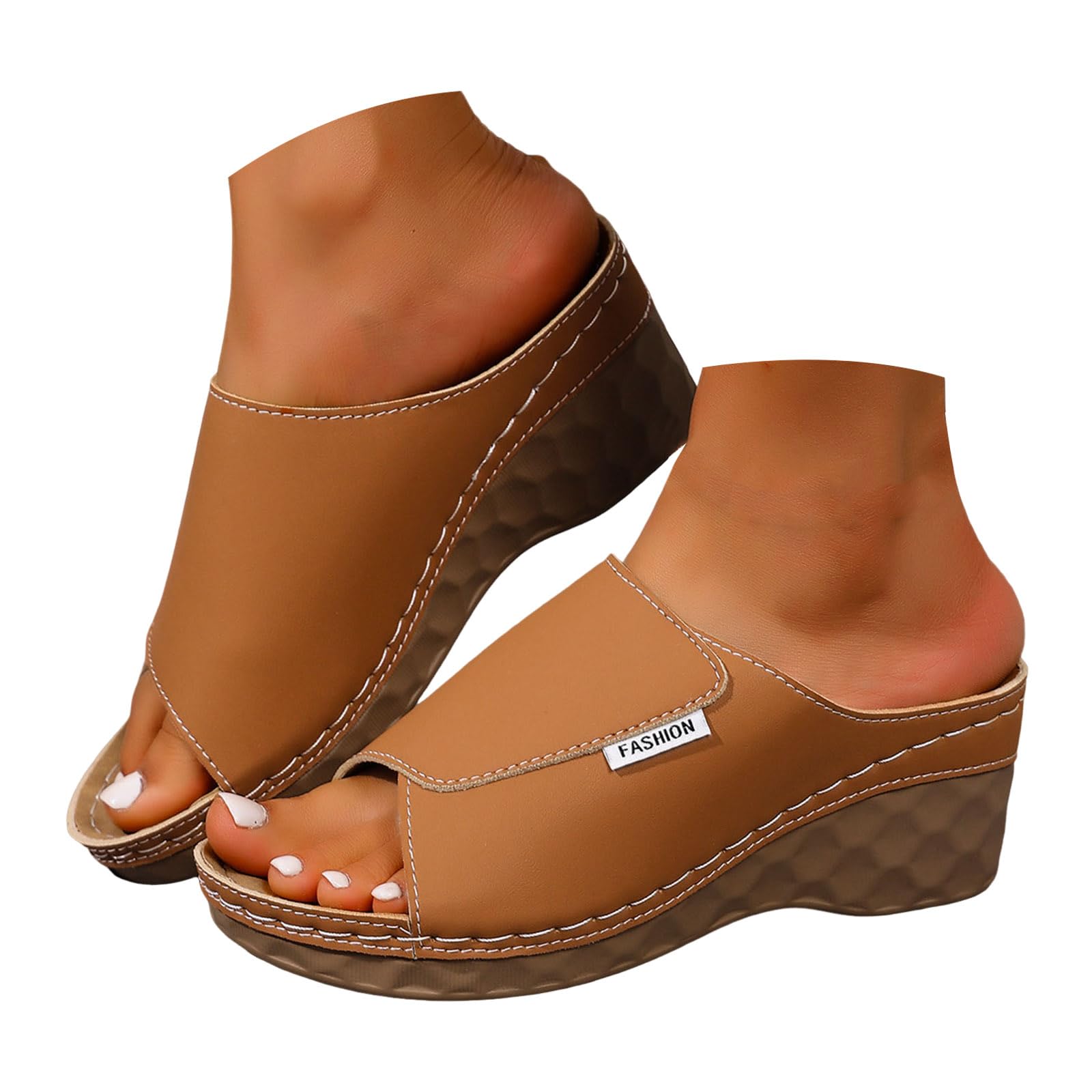 Sandals Womens Flip Flops 2026 Beach Slip On Open Toe Wedge Sandals for Women Dressy Summer Casual Comfortable Wedges Slippers — view 24