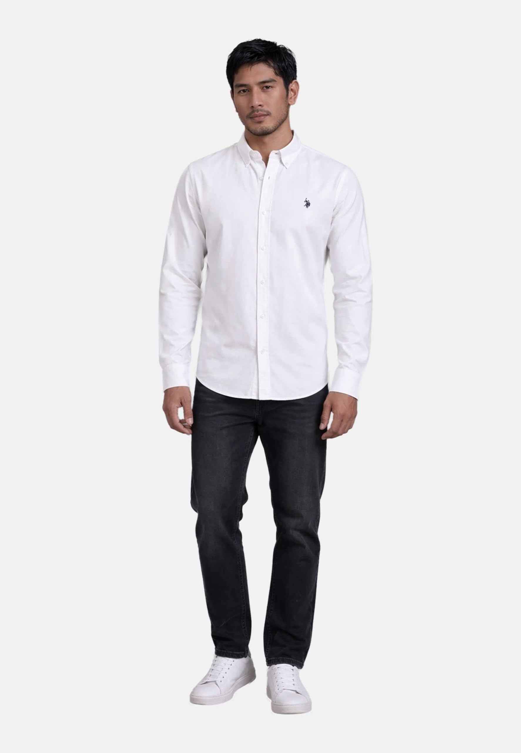 U.S. POLO ASSN. Herren Hemd (S-3XL) Baumwolle Langarm Button-Down-Kragen - P050