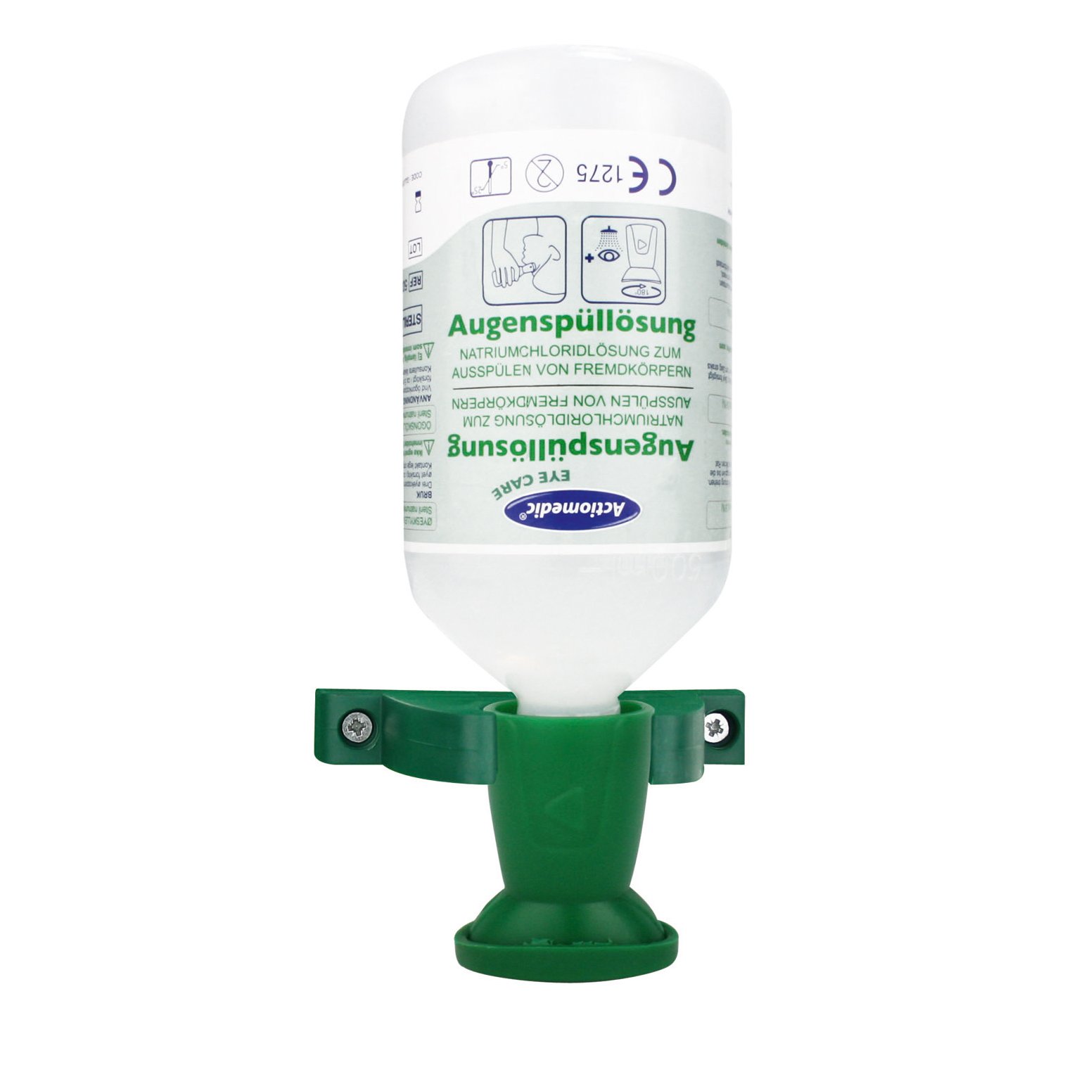 Set Augenspülflasche 500ml NaCl mit Wandhalterung