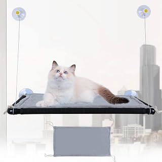 Cat Hammock Window with 4 Suction Cups, 29" Large Cat Window Perch Kitty Cat Window Bed Holds up 40 lbs, Pet Kitten Cat Beds, Suit Windows Length Over 29",Height Over 25"