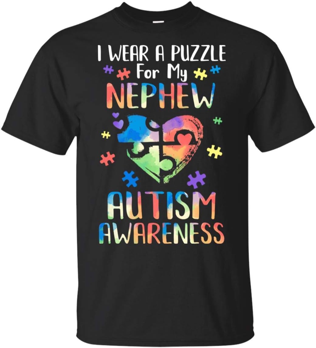 TeesPass I Wear A Puzzle for My Nephew Autism Awareness Shirt Short Sleeve Tee