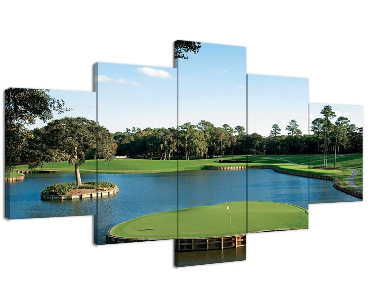 chenchenArt USA TPC Sawgrass Golf Course Wall Art for Living Room Bedroom Bathroom Home Decorations Golf Pictures Posters Canvas Prints Modern Artwork