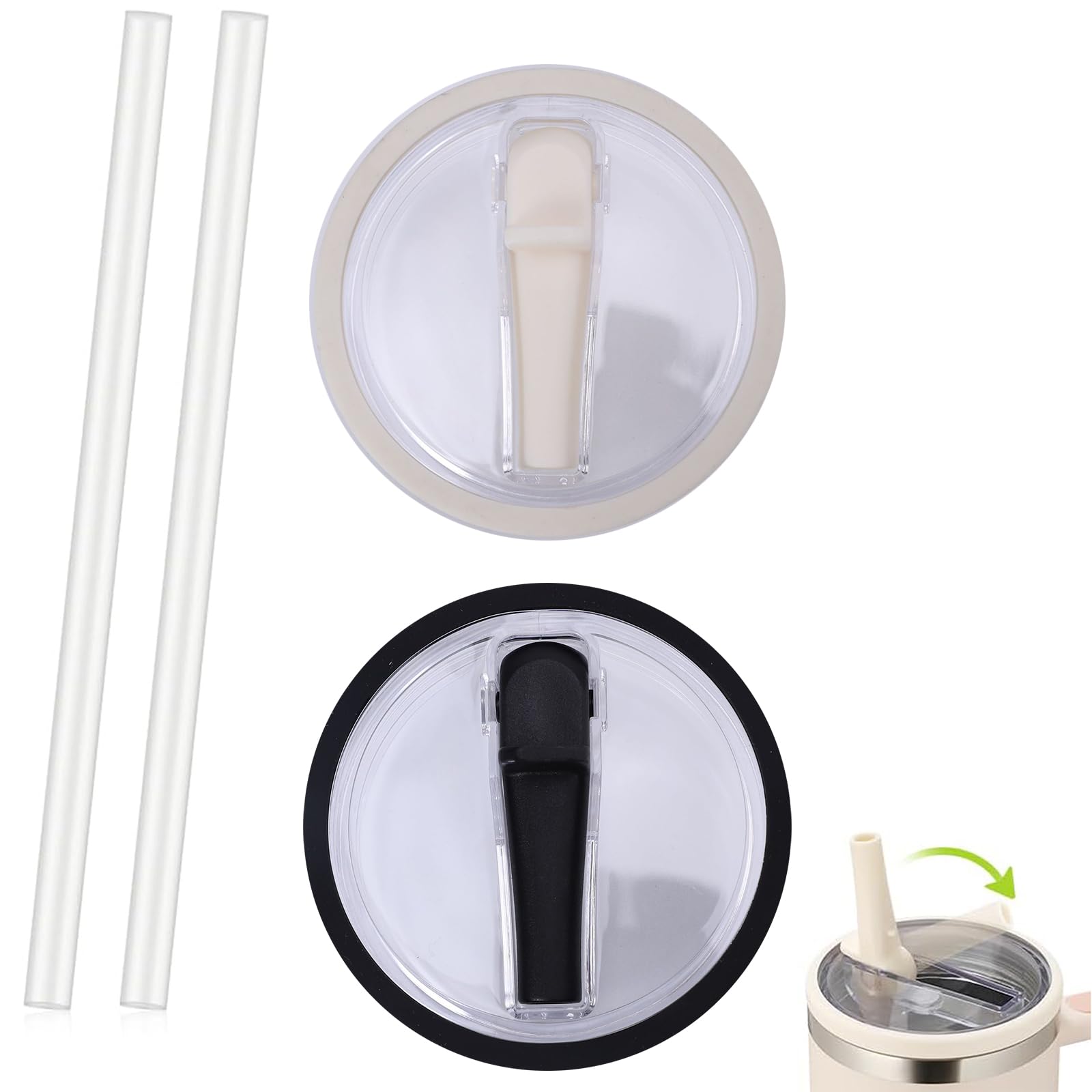 2 PCS 30 Oz Replaceble Tumbler Flip Straw Lid for Stanley,Lid Replacement for Stanley Quencher,Lid Replacement for Stanleys,Spill Proof Splash Reusable Tumbler Cover (AE)