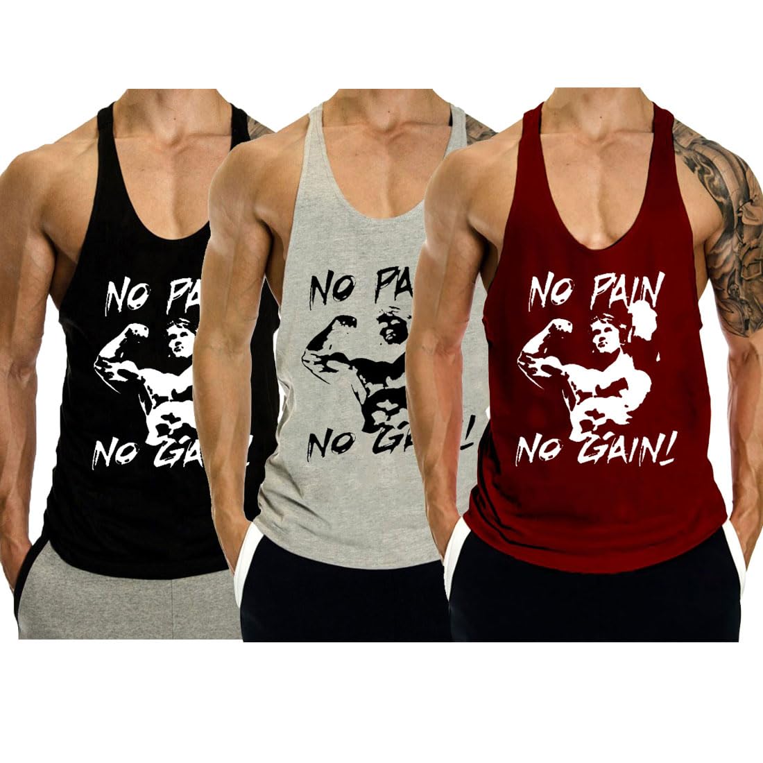 GYMLEADER Men's Tank Top Workout Gym Muscle Shirt Y Back Fitness Bodybuilding Stringer Shirt