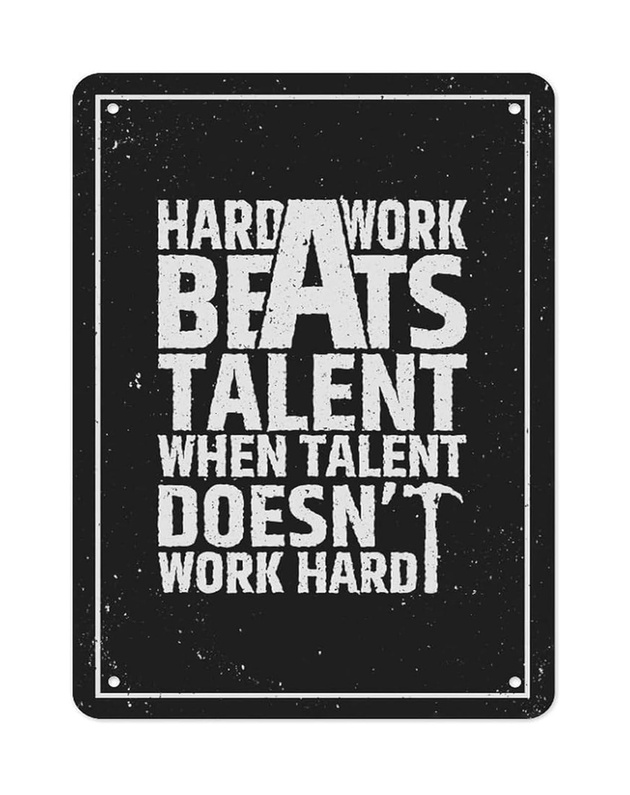 NWPNLXEA Success Mindset Metal Sign Hard Work Beats Talent Quote Vintage Style Wall Decor for Office Gym 8 X 12 in