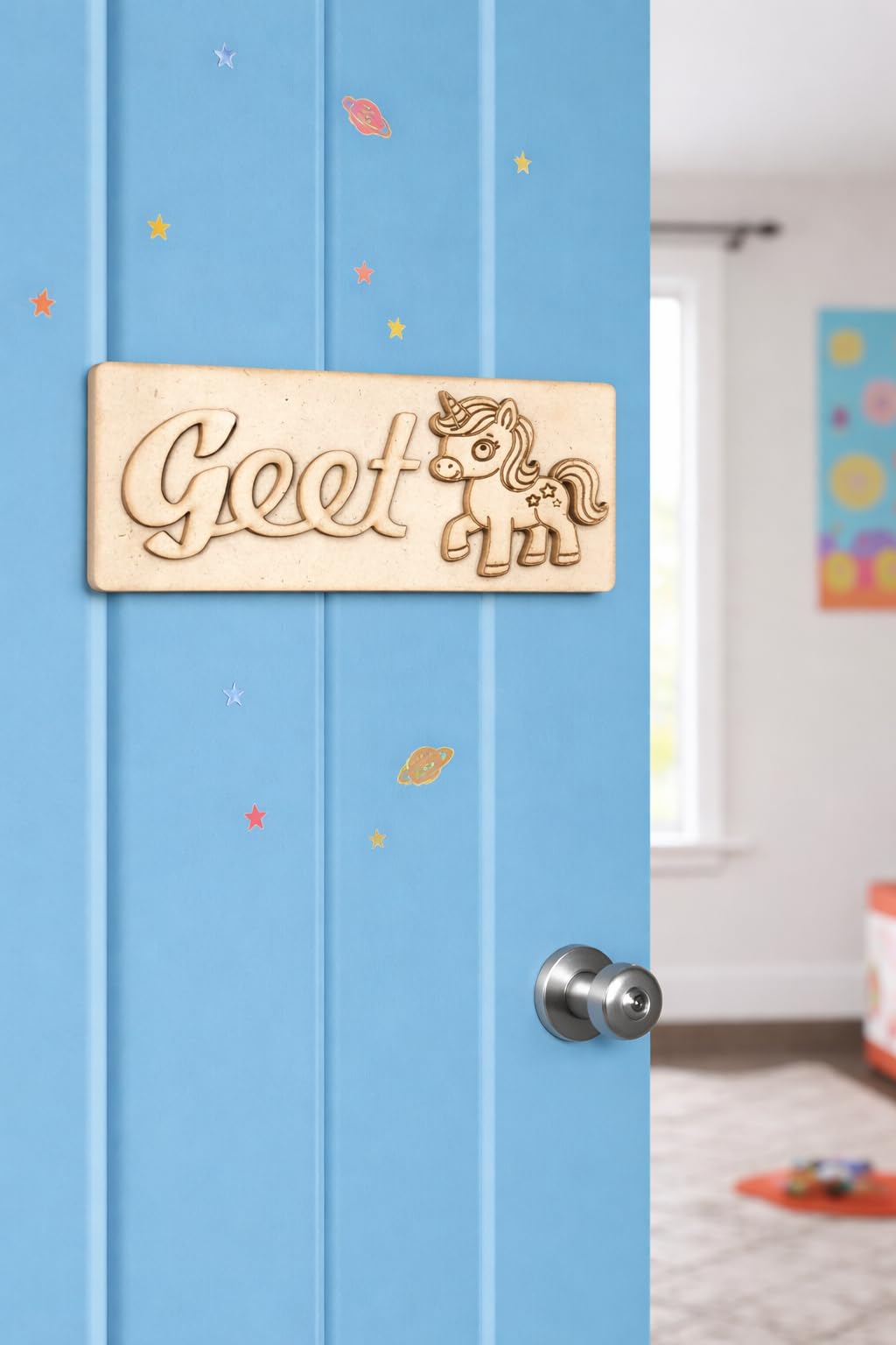 GIFTS Custom Wooden Name Plate for Door | Personalized Kids Name Board with Cute Charms | Self-Adhesive Wall & Door Decor | Custom Name Sign for Home, Bedroom & Nursery | 25x10.16 cm-image-7