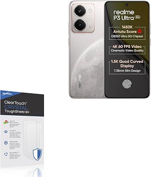 BoxWave Screen Protector Compatible with Realme P3 Ultra - ClearTouch Crystal ToughShield 9H 2-Pack, Clear 9H Tough Flexible Film Screen Protector